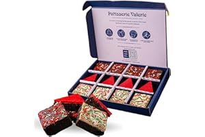 Patisserie Valerie Luxury Christmas Brownie Gift Box – Handmade Festive Brownies Selection – Rich Chocolate, White Chocolate & Dark Chocolate Brownies – 12 Dessert Servings, Vegetarian, Alcohol Free