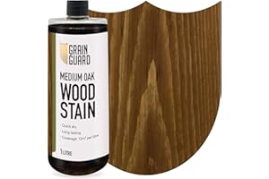GRAIN GUARD Wood Stain Water Based | Medium Oak | 1L | Interior Furniture Stain | Light & Dark Stains | Eco-Friendly & Non-Toxic Wood Dye | Easy Application | Quick Dry & Low Odour