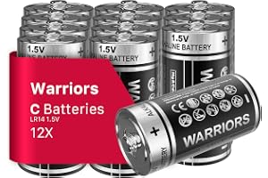 Warriors 12X C Batterier LR14 Alkaliska 1.5V (12 per förpackning), 10 års hållbarhet, Läckagesäkra, Långvarig kraft för leksa