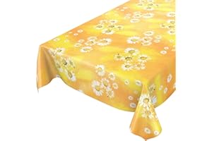 ‎ANRO ANRO Wachstuchtischdecke Wachstuch Wachstischdecke Tischdecke Kamille Gelb Blumen Sonne 100x140cm abwaschbar