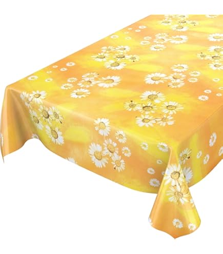 ANRO Wasdoek tafelkleed/tafelzeil; koffiebruin, croissant, beige, 220 x 140 cm
