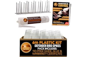 DEFENDER BIRD SPIKES Defender Plastic Pigeon Spikes Pack | 6 m with Glue | Bird Control Guide | Various Size Packs