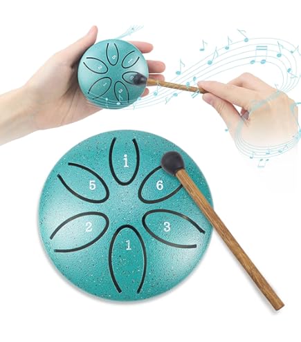 Tongue Drum In Acciaio TEGOVE - 6 Pollici 11 Note Do Maggiore, Con Bacchette Per Yoga E Meditazione