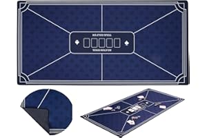 Engelhart - 320993 - Tapis de Poker Bleu - Surface de Jeu de Poker - Antiderapant - 120 cm x 60 cm - Epaisseur: 3mm - Nappe imprimée Polyester et Caoutchouc - Accessoires Jeux de Casino