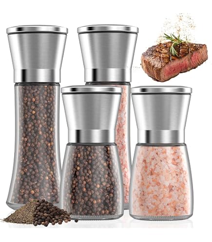 Lot de 2 moulins à poivre et à sel pour épices, poivre, sel et piment