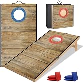 NZQXJXZ Cornhole, juego de 2 x 1 pies, tableros de madera maciza de primera calidad con 6 bolsas de frijoles y una bolsa de t