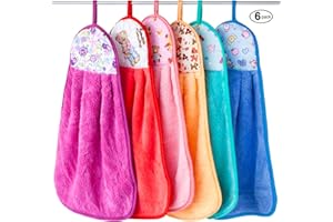 Pinowu Gruby koralowy aksamitny ręcznik do kuchni i łazienki (6 sztuk), ultra chłonny super miękki ręcznik z wiszącą dziurką, szybkoschnący ręcznik z mikrofibry (30 x 40 cm)