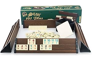 Semus - Star Holz Optik Rummy Set Okey mit Melamin Steine Plastik Okey TAKIMI/Dunkel