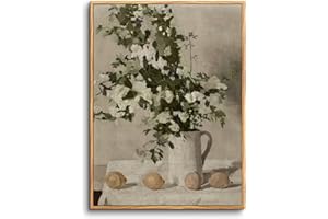 hyidecorart Cadre Decoration Murale Bois, Vintage Impression sur Toile, 40x60 cm Tableau Decoration Murale Chambre Fleurs et Citrons, Moderne Décoration de Salon Salle de Bain Maison Décorations
