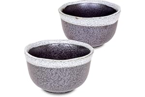 Product of Gifu Japan Mino Ware - Lot de 2 tasses à thé japonaises traditionnelles Yunomi - Mini bol à matcha - Motif Kurosuisho Shiro - Gris - Pour thé vert et thé matcha