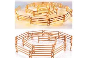YeahBoom Pferdezaun Spielzeug mit Licht,40 Stücke Pferd Corral Fechten Zubehör,Koppel Spielzeug,Kunststoff Farm Zaun für Scheune Koppel Pferd Stall Nutztier,Pädagogische Geschenk,Micro Landschaft Deko