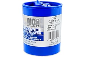 WCS WIRE AND CABLE SPECIALTIES, INC. Cable de bloqueo, acero inoxidable, T302/304, NASM20995, MS20995C, ASTM A580 Cond A, AMS5697, 032 pulgadas (0,81 mm), lata dispensadora de 1 libra, aprox. 110 m
