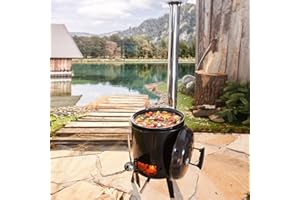 BRAST® Eintopfofen mit Grillfunktion Ofen Kugelgrill Barbecue Grill Outdoor-Küche Gulaschkanone Suppenkessel Hähnchenbräter Ungarischer Gulaschkessel aus Stahlblech emailliert Dreibein inkl. Zubehör