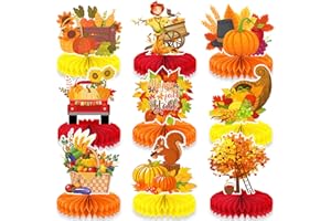 9 Stück Willkommener Herbst Party Tischdekoration, LMSHOWOWO 3D Doppelseitig Herbst Bienenwabe Mittelstücke Tischdekorationen, Waben Party Tischaufsätze für Fall Thanksgiving Party Zubehör