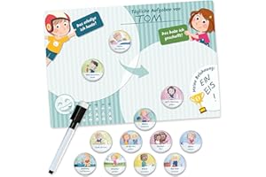 Papierdrachen Set di base per lavagna magnetica per bambini, routine strutturata, sistema di ricompensa, lavagna riutilizzabile con 12 magneti | 3 set di espansione disponibili