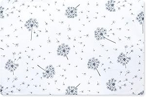 ‎AMILIAN Amilian Bezug (ohne Füllung) für Deko Kissen 60x40 Kissenbezug mit Reißverschlus, fürs Baby, Kinderzimmer 100% Baumwolle Muster: Pusteblume Weiß