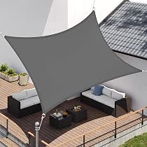 3,5x2m Rechteckiges Sonnensegel Wasserdicht Creme - HDPE UV-Schutz 160 G/m  Mit sen & Seilen Fr Terrasse, Garten Und Balkon