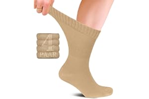 Fiera Besa Skarpety bawełniane dla cukrzyków, uniseks, z wygodnym ściągaczem: bezszwowe, do codziennego użytku i biznesu; idealne dla mężczyzn i kobiet, 4 pary