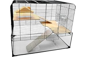 Little Friends Savoy Gerbilarium Cage with Accessories – 2-Tier Glass Tank Gerbil Habitat with Wire Top – Ideal for Gerbils, Mice & Hamsters – 58.5 x 38 x 47.5 cm