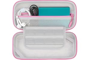 BOVKE Custodia da trasporto per Nintendo Switch Lite, tasche extra in rete per schede di gioco Switch Lite, cavi e accessori, Rosa [Video Gioco]