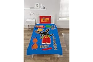 Coco Moon Bing Bunny Rebel Rules - Set copripiumino e federa reversibile per letto singolo, ideale come regalo