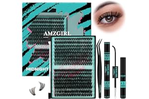 AMZGIRL LASH Kit de Extensión de Pestañas 320 Piezas, Kit de Pestañas Individuales DIY, Pegamento y Sellador para Pestañas, Removedor de Pestañas para Extensiones de Pestañas(6080D, Kit D-Mix 10-16mm)