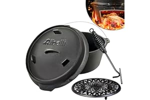 Ribelli Four Hollandais Dutch Oven Dutch Four Casserole en Fonte Faitout en Fonte Cocotte 9 litres
