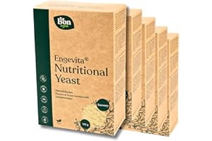 Engevita nicht angereicherte Nährhefe Flocken by Bon Vegan | Premium Nutritional Yeast Flakes 5x125g | veganer Käseersatz | mit B-Vitaminen | Gentechnikfrei | Glutenfrei | ohne Zusatz von Vitaminen