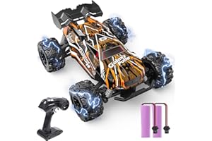 DEERC Ferngesteuertes Auto, 2.4Ghz Leuchtende RC Autos mit 2 wiederaufladbaren Batterien für 40 Minuten Spielzeit, All Terrain Off-Road Monster Truck Spielzeug für Jungen Kinder ab 8 Jahren