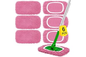 6 St Torra Moppdukar för Swiffer Våta Golvdukar (Rosa) | Dukar för Swiffer Återanvändbara & Tvättbara, för Rengöring av Hårda