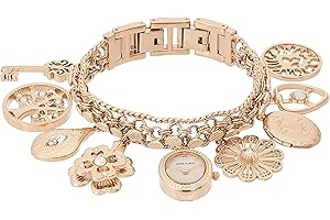 Anne Klein Women's Premium Crystal Accented Charm Bracelet Watch, 10/8096