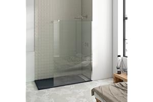 NEBADOON | Mampara Ducha Fija - Mamparas de Ducha Transparentes - Mamparas de Ducha Fija con Cristal Templado 8 mm Antical - Mampara fija con Perfilería Plata Brillo - 90 cm (Ancho) x 200 cm (Alto)