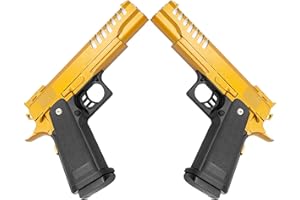 CDF Softair Gun Airsoft Pistole + Munition | Cadofe V17-Gold. Profi Vollmetall | 22cm. Inkl. Magazin & unter 0,5 Joule (ab 14 Jahre)