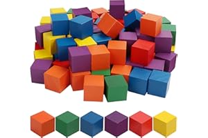 Belle Vous Blocchi in Legno Colorati (Confezione da 100) - 2,5 x 2,5 cm - 6 Cubetti di Legno Quadrati Naturali Colorati - Per Bricolage Fai Da Te, Puzzle, Giocattoli Educativi per Bambini e Regali