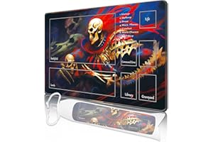 Nkddert MTG Playmat, Playmats for MTG TCG 24" x 14" Stitched Edges Play Mat with Free Storage Bag for Cards Game Play Waterproof Battle Board Game Skullcap General MTG Playmat with Zones