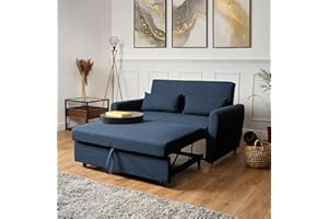 Bravich Dahlia Grey 2 Seater Pull Out Sofa Bed | Compact Double Sleeper Sofabed | Modern Linen Fabric Convertible Couch for Small Spaces, Living Room, Guest Room | 140cm