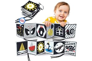 FAMIDIQGO Livres pour bébés en Noir et Blanc Jouets pour bébés à Contraste élevé Livre en Tissu Doux Jouets sensoriels pour bébés Les Jouets pour Tout-Petits de 0 à 3 Ans