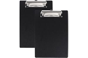 VALICAER 2 Stück Kunststoff Klemmbretter A5 Klemmbrett, Klemmbrett Schreibblock für Studenten Büro Schule Kleine Klemmbretter Klemmbrett, Metalklemme Klemmbrett mit Einziehbaren Haken 15,4 x 22,4cm (Schwarz)