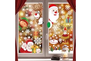 GEEKEO Adesivi Natalizi per Finestre, Vetrofanie Natalizie Finestre per Vetrine, 290 Adesivi Natalizi Finestre Fiocchi di Neve Vetrofanie Natale Removibili Decorazioni Natalizie per la Casa