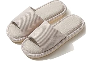 JIJIe Slippers for Women Men Linen Slippers Open Toe House Shoes Summer Sandals for Indoor Outdoor Bedroom