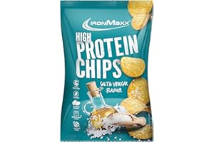 IronMaxx High Protein Potato Chips - Salt & Vinegar 60g Beutel | Zuckerarm und glutenfrei | Hoher Proteingehalt und auf Kartoffelbasis