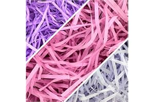 KAOTPO 300g Füllmaterial Geschenk, Holzwolle Füllmaterial zum Dekorieren von Geschenkkörbe, Mehrere Farboptionen und Reichhaltigere Kombinationen, Mehrfarbig Verpackungsmaterial Füllmaterial (Lila)