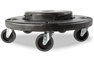 Rubbermaid Commercial Products Brute Dolly Schwarz – Leise Transportplattform für Brute Eimer 77L,121L 166L, und 208L – Tragkraft bis 113 kg, für Gastronomie Büro Lager und Flughafen – FG264043BLA
