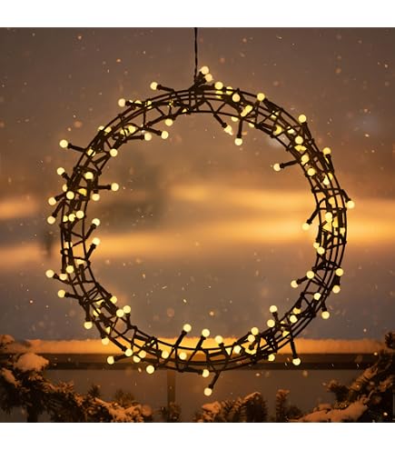 LED Kranz Lichterkranz aus Draht Türkranz Weihnachtskranz beleuchtet Fensterkranz Lichtkranz Dekokranz Batteriebetrieb (30cm) Küche, Haushalt & Wohnen