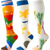 Compression Socks Women Men 15-20 mmHg,Compression Socks Containitive Socks for Blood Circulation,Sports and Travel Socks for