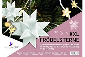 GENERISCH MarpaJansen XXL Fröbelsterne, Fröbelsternstreifen, 4x100cm, 17cm Durchmesser, 17 Streifen, weiß