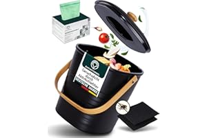 ZUKUNFTSENKEL Bio Mülleimer Küche 4L Geruchsdicht Schwarz mit Ersatzfilter und 50 Biomüllsäcke (Ersatzfilter, 2, Stück)