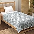 Story@Home Comforter Single Bed | 100% Cotton Blanket Single | 150GSM | 144X 220 cm | AC Comforter Single Bed | Purple & White Blanket | Motif Pattern | Quilt | Duvet | Dohar | Perfect Festive Gifting