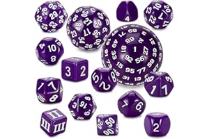 YILAIDA DND Dice Polyedrisches Würfel Set - 15 Stück mit Beuteln D3-D100 Würfel Polyeder Würfel DND Spiel Würfel für Dungeons und Dragons RPG MTG (Lila und Weiß)