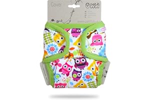 ‎PETIT LULU Petit Lulu One Size Überhose (5-16 kg) für Stoffwindeln Druckknöpfe (Eulen)